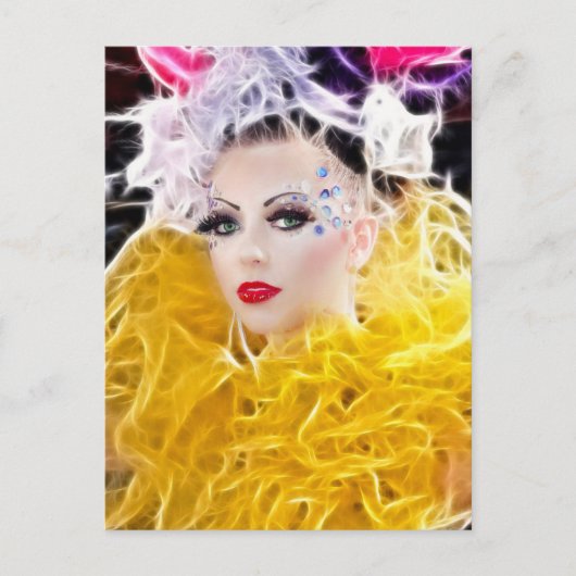 Superstar model in gele jurk briefkaart (Voorkant)