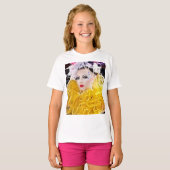 Superstar model in gele jurk t-shirt (Voorkant volledig)
