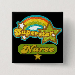 Superstar Nurse Vierkante Button 5,1 Cm