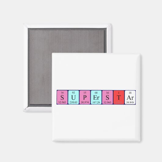 Superstar periodiek table name magnet (Voorkant / Achterkant)