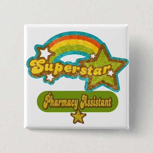 Superstar Pharmacy Assistant Vierkante Button 5,1 Cm (Voorkant)