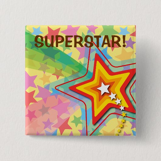Superstar Rainbow Colorful Fun Kind Favor Button (Voorkant)