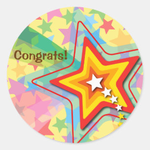 Superstar Rainbow Fun Party Favor Label / Sticker