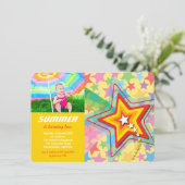 Superstar Regenboog Kleurrijke Verjaardagsfeestje  Kaart (Staand voorkant)