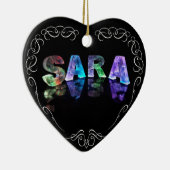 Superstar Sara - naam in lichten (foto) Keramisch Ornament (Rechts)