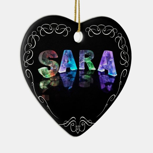 Superstar Sara - naam in lichten (foto) Keramisch Ornament (Rechts)