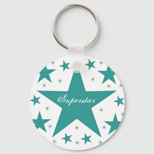 Superstar-Sleutelhanger, Blauwgroen Sleutelhanger (Voorkant)