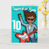 Superstar Son 10e verjaardag aqua boy card Kaart (Gele Bloem)