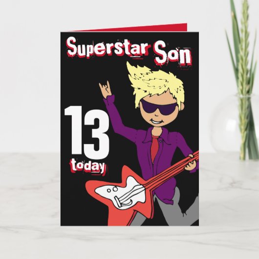 Superstar Son 13e verjaardag rode blonde haarkaart Kaart (Voorkant)