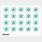 Superstar-Stickers, Blauwgroen Ronde Sticker (Vel)