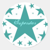 Superstar-Stickers, Blauwgroen Ronde Sticker (Voorkant)