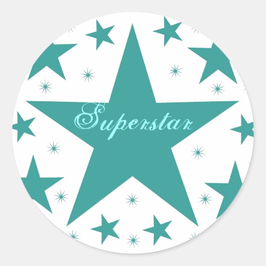 Superstar-Stickers, Blauwgroen Ronde Sticker (Voorkant)
