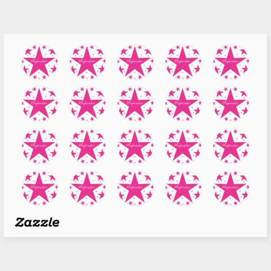 Superstar-Stickers, roze Ronde Sticker (Vel)