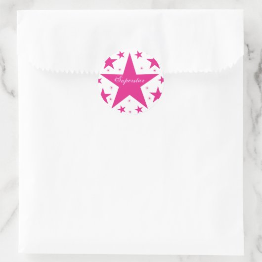 Superstar-Stickers, roze Ronde Sticker (Tas)