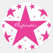 Superstar-Stickers, roze Ronde Sticker (Voorkant)