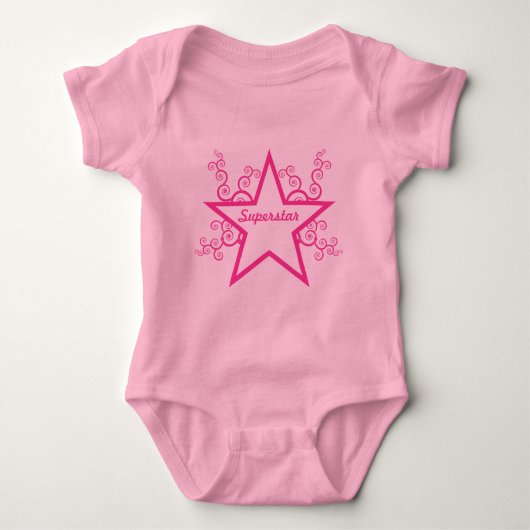 Superstar Swirls Baby T-shirt, helder roze Romper (Voorkant)