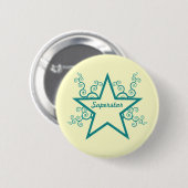 Superstar Swirls Button, Blauwgroen Ronde Button 5,7 Cm (Voorkant /achterkant)
