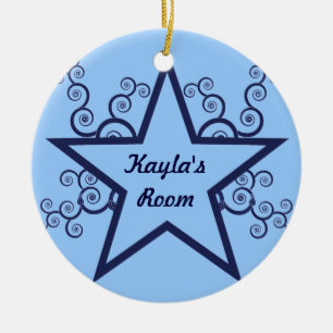 Superstar Swirls Doorhanger Ornament, blauw Keramisch Ornament