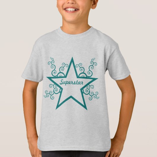 Superstar Swirls Kinder Shirt, Blauwgroen T-shirt (Voorkant)