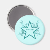 Superstar Swirls Magnet, Blauwgroen Magneet (Voorkant / Achterkant)