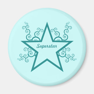 Superstar Swirls Magnet, Blauwgroen Magneet