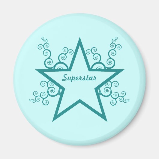 Superstar Swirls Magnet, Blauwgroen Magneet (Voorkant)