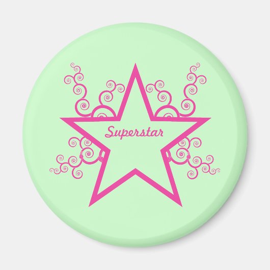 Superstar Swirls Magnet, helder roze Magneet (Voorkant)