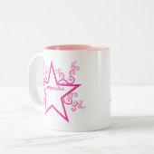 Superstar Swirls Mok, helder roze Tweekleurige Koffiemok (Voorkant links)
