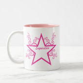 Superstar Swirls Mok, helder roze Tweekleurige Koffiemok (Links)