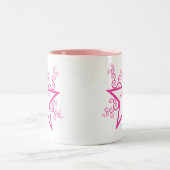 Superstar Swirls Mok, helder roze Tweekleurige Koffiemok (Center)
