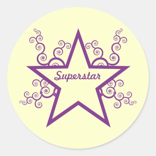 Superstar Swirls Stickers, Paars Ronde Sticker (Voorkant)