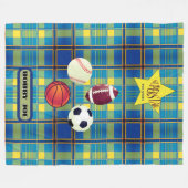 Superstar Tartan Blue Yellow Fleece Deken (Voorkant (Horizontaal))