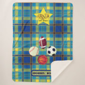Superstar Tartan Blue Yellow Sherpa Deken (Voorkant)