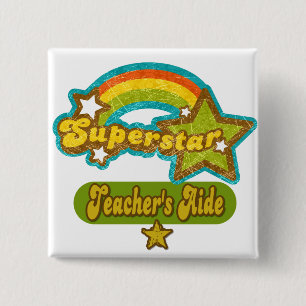 Superstar Teacher's Aide Vierkante Button 5,1 Cm