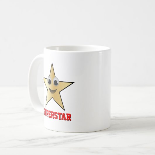 Superstar-teken Gold Color Star glimlachen Koffiemok (Voorkant links)