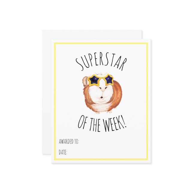 SUPERSTAR VAN DE WEEK - Beloningscertificaat (Voorkant / Achterkant in situ)