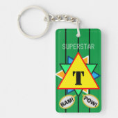 Superster Cartoon Monogram Geel Groen Sleutelhanger (Voorkant)