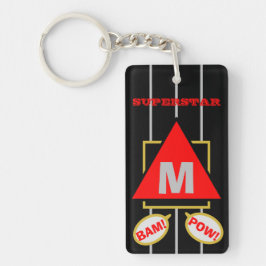 Superster Cartoon Monogram Zwart Rood Sleutelhanger
