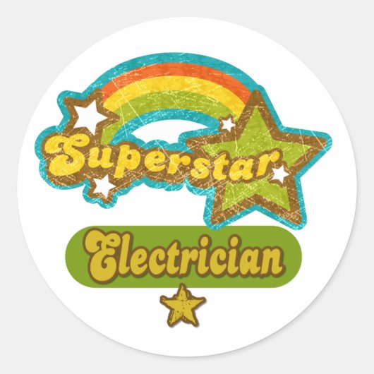 Superster elektricien ronde sticker (Voorkant)