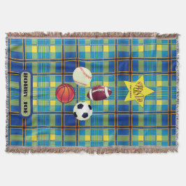 Superster Geel Blauw Plaid Deken