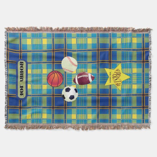 Superster Geel Blauw Plaid Deken (Voorkant)