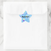 Superster! Geel en Paars Stip op blauw Ster Sticker (Tas)