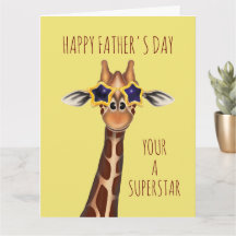 Superster Giraffe, Vaderdagkaart met een leuk tint