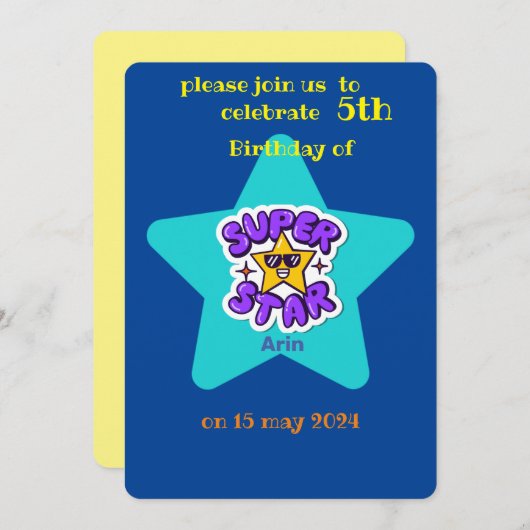 Superster Kids Verjaardag Kaart (Voorkant / Achterkant)