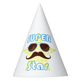 Superster met zonnebril en snor feesthoedjes