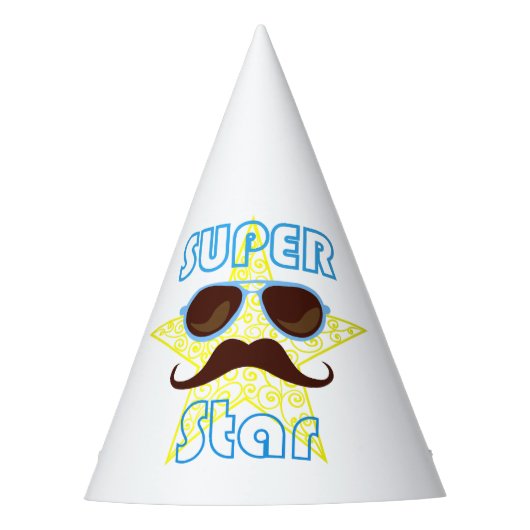 Superster met zonnebril en snor feesthoedjes (Voorkant)