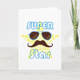 Superster met zonnebril en snor kaart