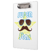 Superster met zonnebril en snor klembord (Links)