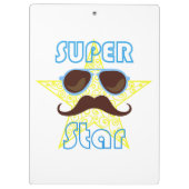 Superster met zonnebril en snor klembord (Achterkant)