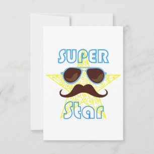 Superster met zonnebril en snor RSVP kaartje